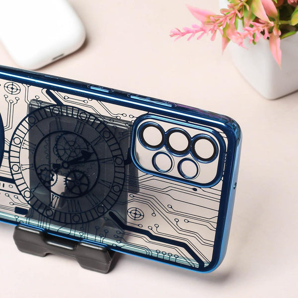 Blue Watch Machine Logo Cut Transparent Case for Samsung A32 4g - The Hatke