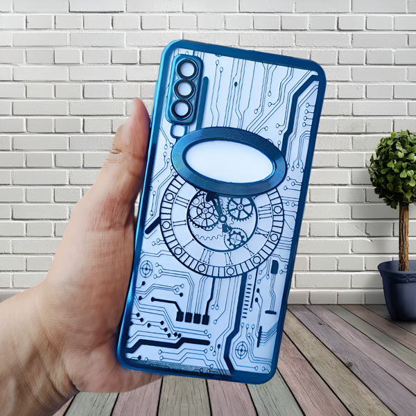 Blue Watch Machine Logo Cut Transparent Case for Samsung A7 2018 - The Hatke