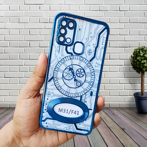 Blue Watch Machine Logo Cut Transparent Case for Samsung M31 - The Hatke