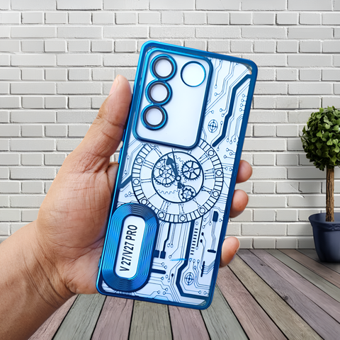 Blue Watch  Machine Logo Cut Transparent Case for Vivo V27 - The Hatke