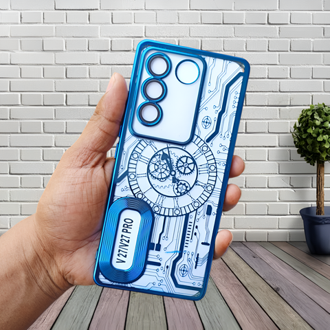 Blue Watch  Machine Logo Cut Transparent Case for Vivo V27 Pro - The Hatke