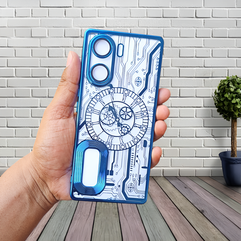Blue Watch  Machine Logo Cut Transparent Case for Vivo V29E - The Hatke