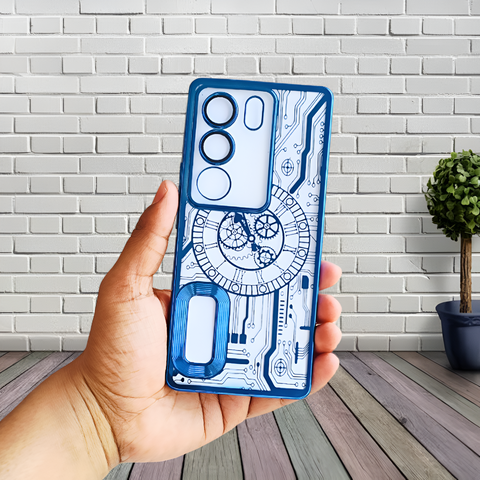 Blue Watch Machine Logo Cut Transparent Case for Vivo V29 5G - The Hatke