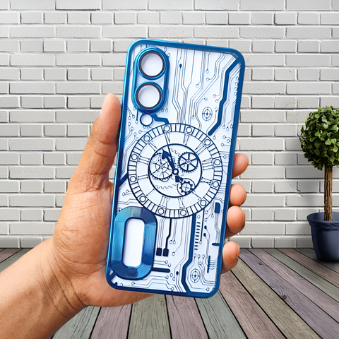 Blue Watch Machine Logo Cut Transparent Case for Vivo Y28 5g - The Hatke