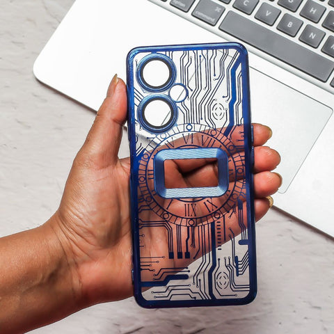 Blue Watch Mashine Logo Cut Transparent Case for Oneplus Nord CE 3 Lite - The Hatke