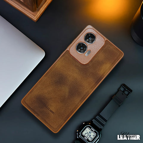 Brown Classic Leather Case for Motorola Edge 50 Fusion