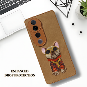 Brown Leather Bulldog Camera Ornamented for Vivo V40