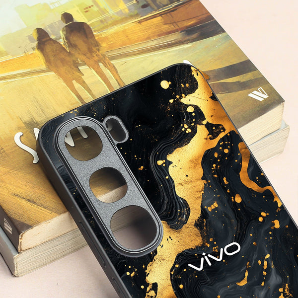 Black Gold Blaze  metal back case for Vivo V40 Lite