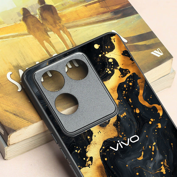 Black Gold Blaze  metal back case for Vivo T2 Pro