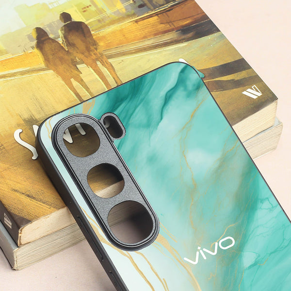 Green Luxe Marble metal back case for Vivo V40 Lite