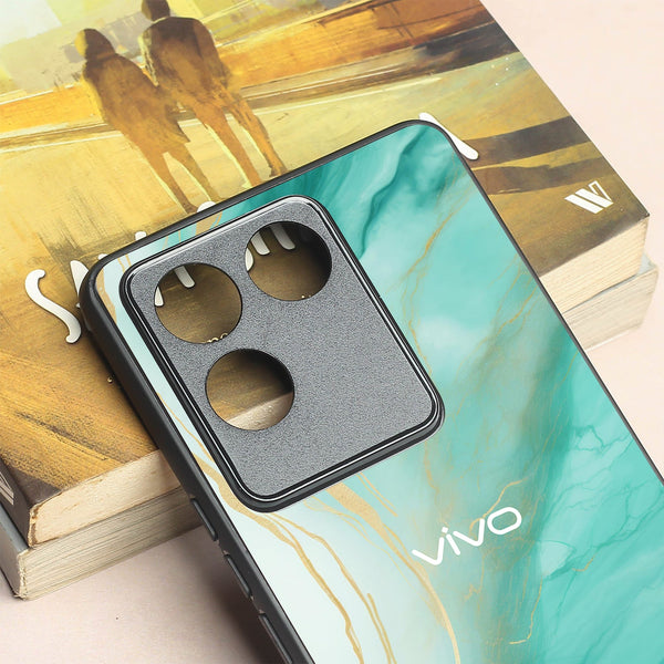 Green Luxe Marble metal back case for Vivo T2 Pro