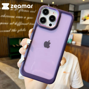 Purple Carbon Style Bumper Transparent Case for Apple iphone 15