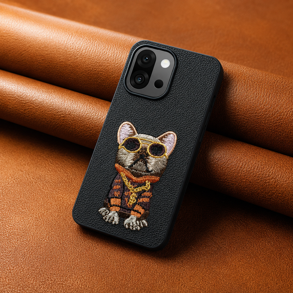Black Leather Bulldog OC Ornamented for Oneplus 13s