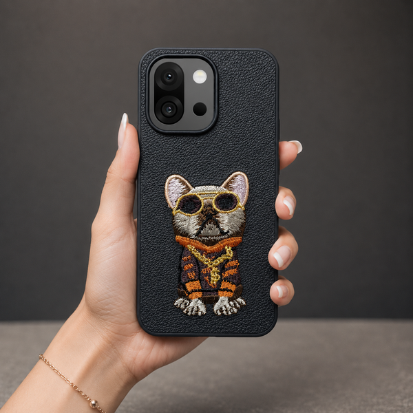 Black Leather Bulldog OC Ornamented for Oneplus 13s