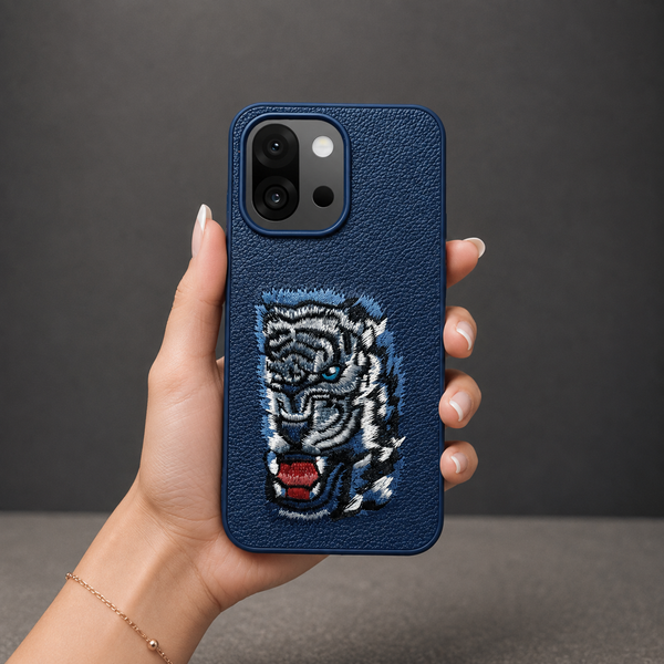 Blue Leather Blue Lion OC Ornamented for Oneplus 13s