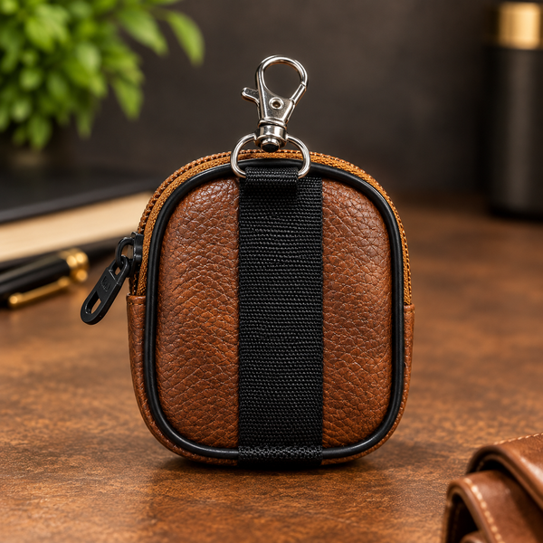 Brown Premium Bluetooth Earbuds Cover Pouch