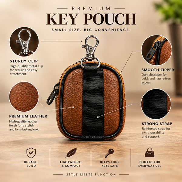 Brown Premium Bluetooth Earbuds Cover Pouch