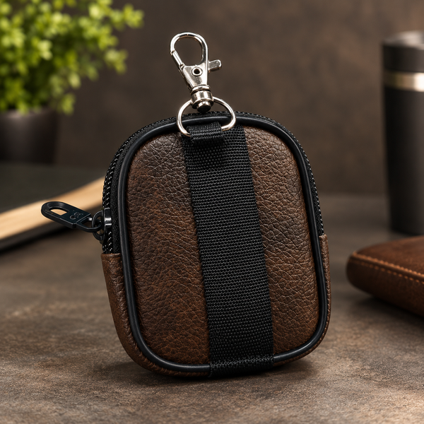 Dark Brown Premium Bluetooth Earbuds Cover Pouch
