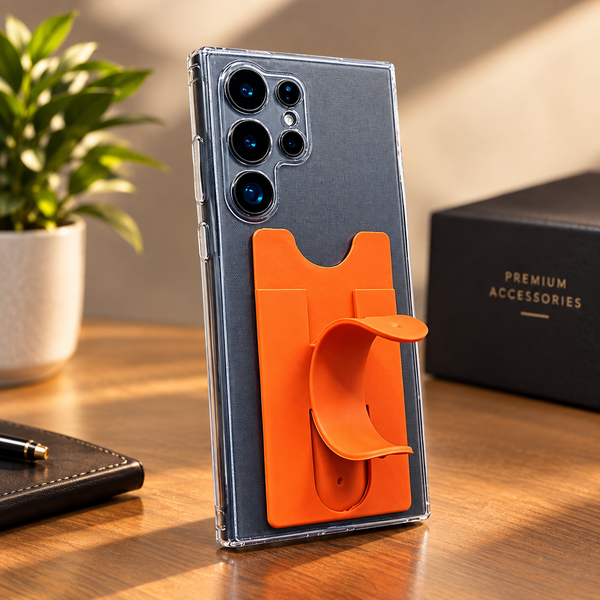 FlexHold Orange Sticky Stand Silicone For All Mobiles