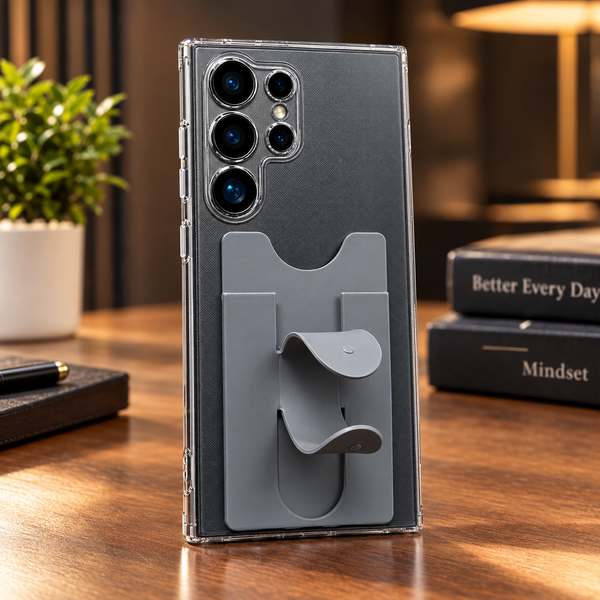 KickFlex Grey Sticky Stand Silicone For All Mobiles