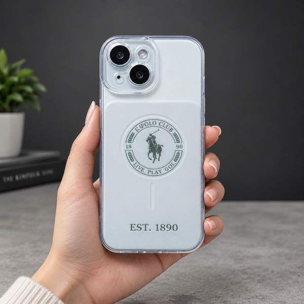 White POLO GREEN Silicone Case for Apple iphone 15