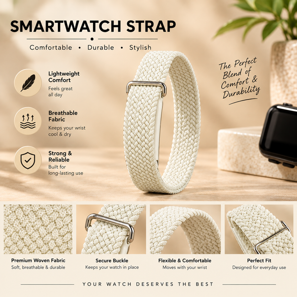 Cream Nylon Strap For Google Fitbit Air