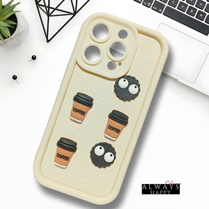 Cream COFFEE (ALWAYS HAPPY) Silicone case for Apple iphone 15 Pro