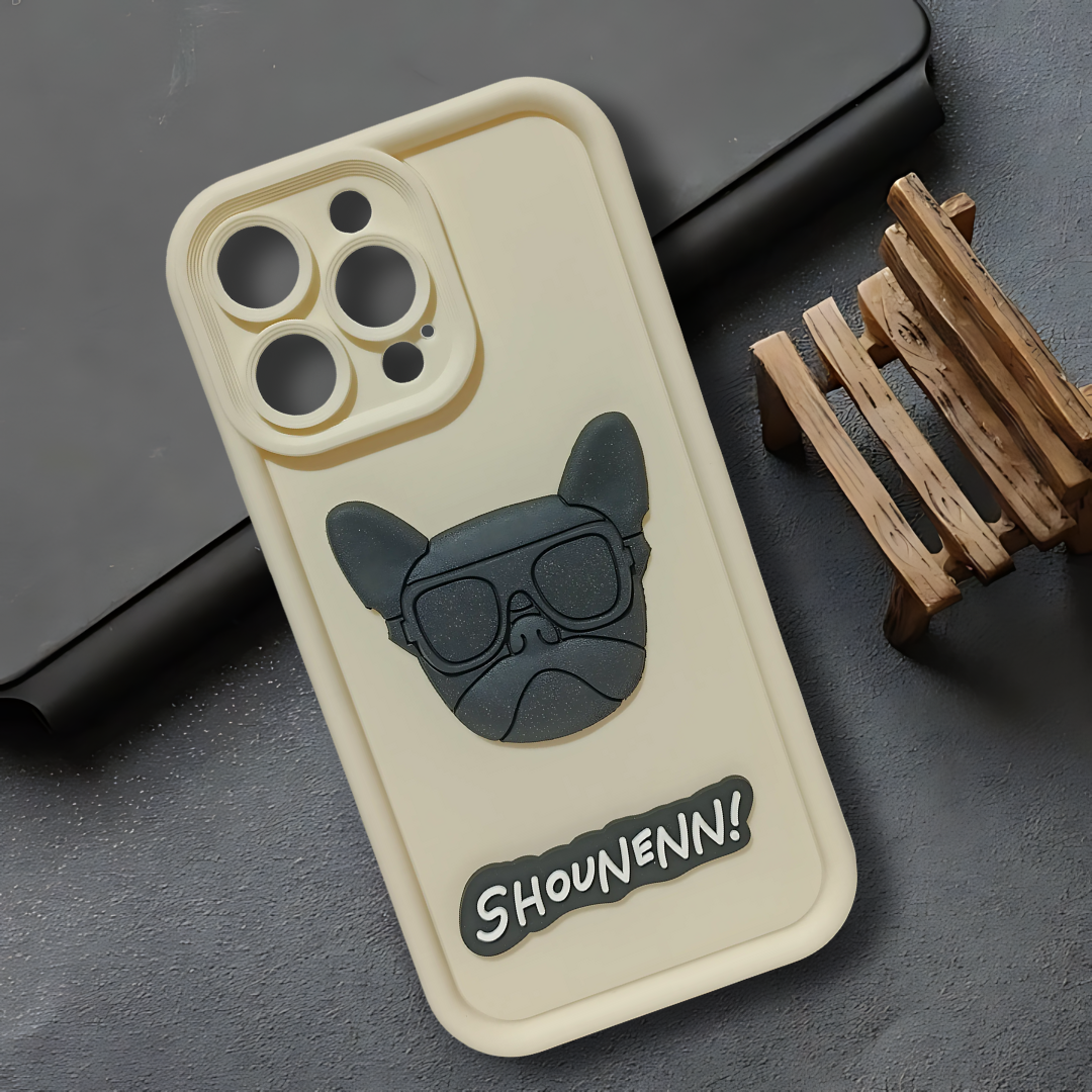 Cream SHOUNENN BULLDOG Silicone case for Apple iphone 14 Pro Max