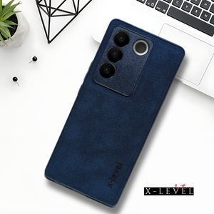 X-LEVEL Blue Leather Case for Vivo V27 Pro