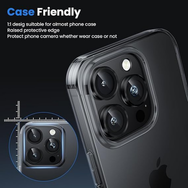 Black Metallic camera ring lens guard for Apple iphone 16 Pro