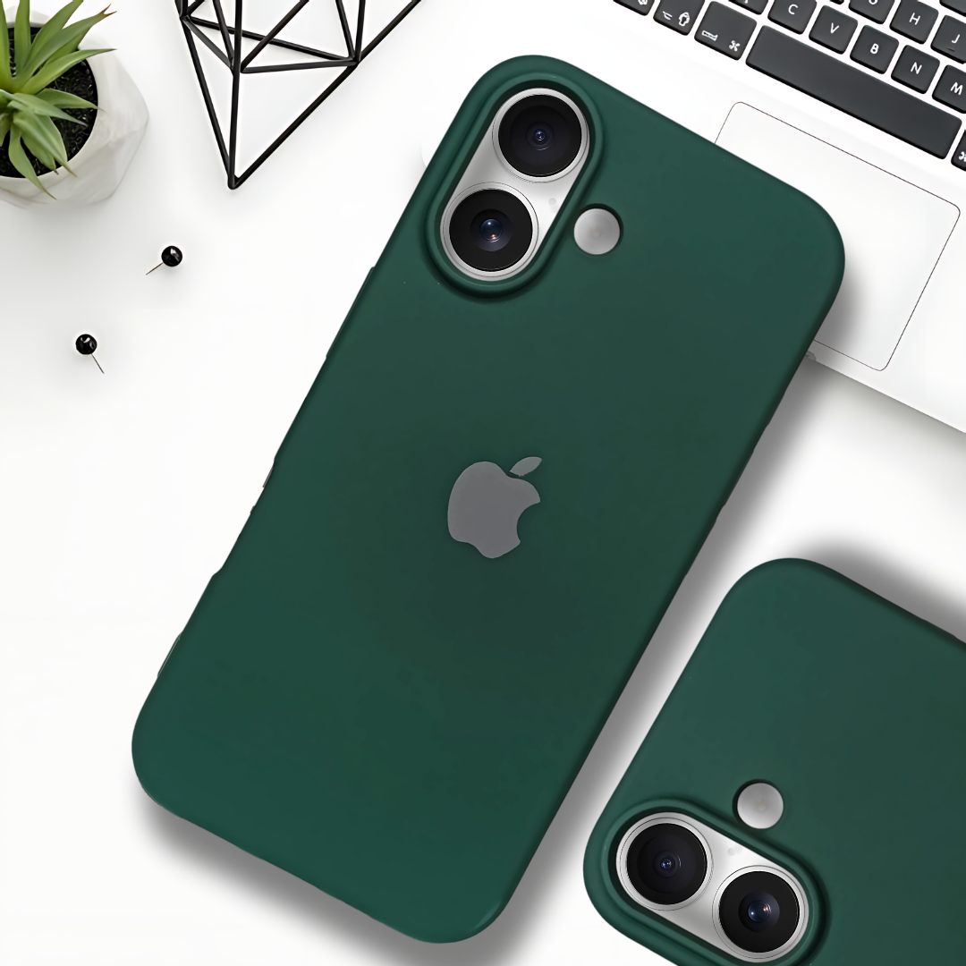 Dark Green Original Silicone case for Apple iphone 16 Plus