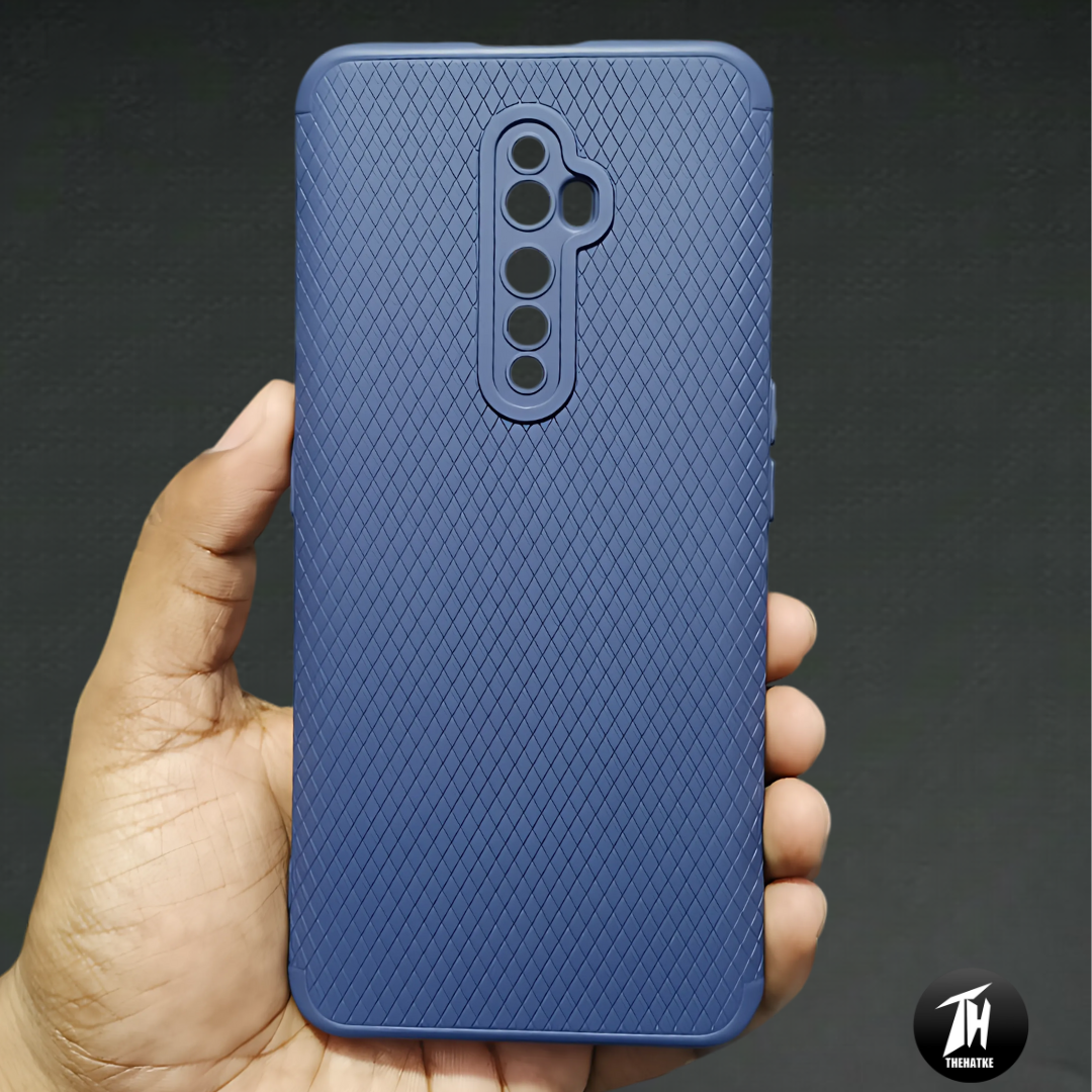 Dark Blue Line Wave Silicone Case for Oppo Reno 2F