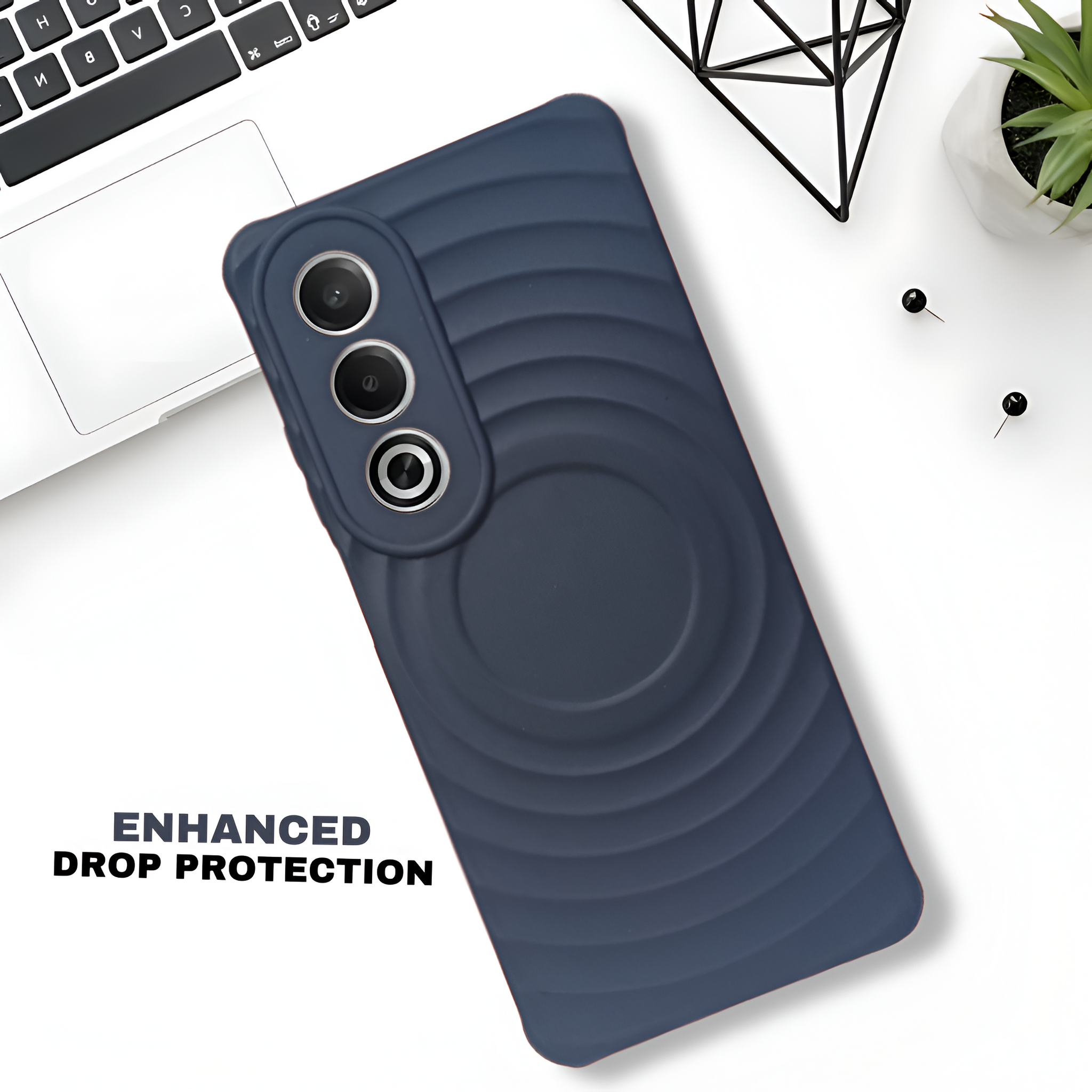 Dark Blue Round Wave Silicone Case for Oppo K12X