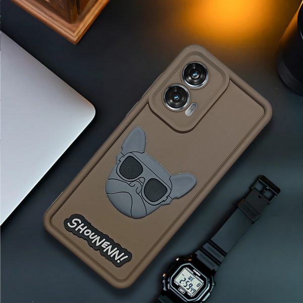 Dark Brown SHOUNENN BULLDOG Silicone case for Motorola Edge 50 Fusion