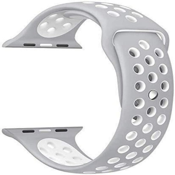 Grey White Dotted Silicone Strap For Apple Watch Series 4 (42mm/44mm/45mm/46mm/49mm)
