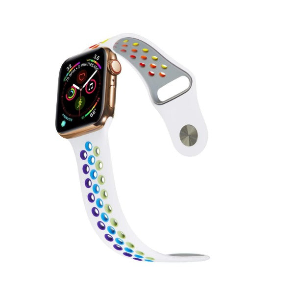 White Multi Dotted Silicone Strap For Apple Iwatch Series SE GEN 2  (38mm/40mm/41mm)