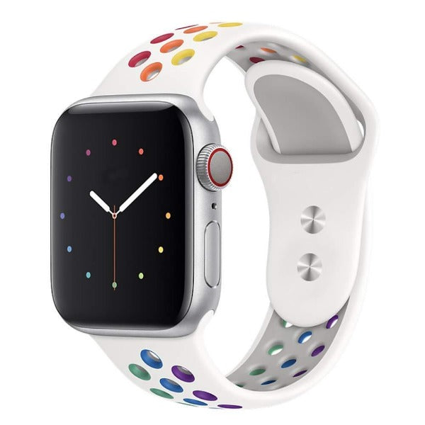 White Multi Dotted Silicone Strap For Apple Iwatch Series SE 2020  (38mm/40mm/41mm)