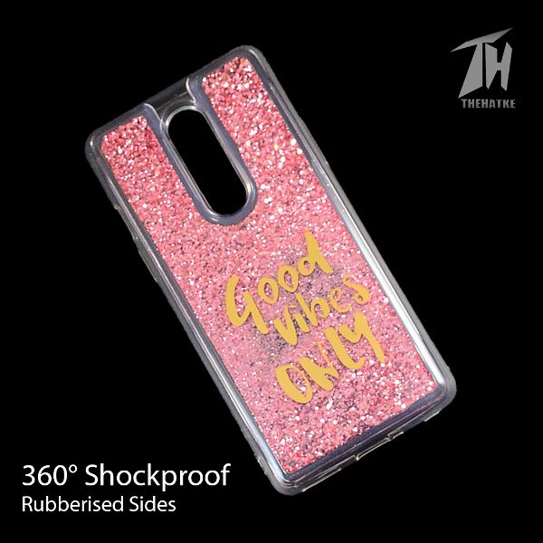 Pink Good Vibes Glitter Case For Oneplus 8