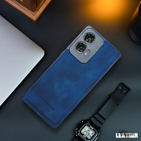 Dark Blue Classic Leather Case for Motorola Edge 50 Fusion