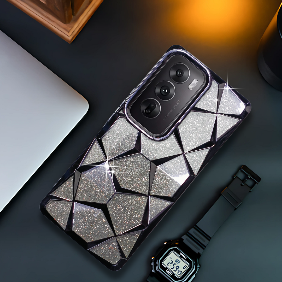 Dazzle Black Silicone case for Oppo Reno 12 Pro