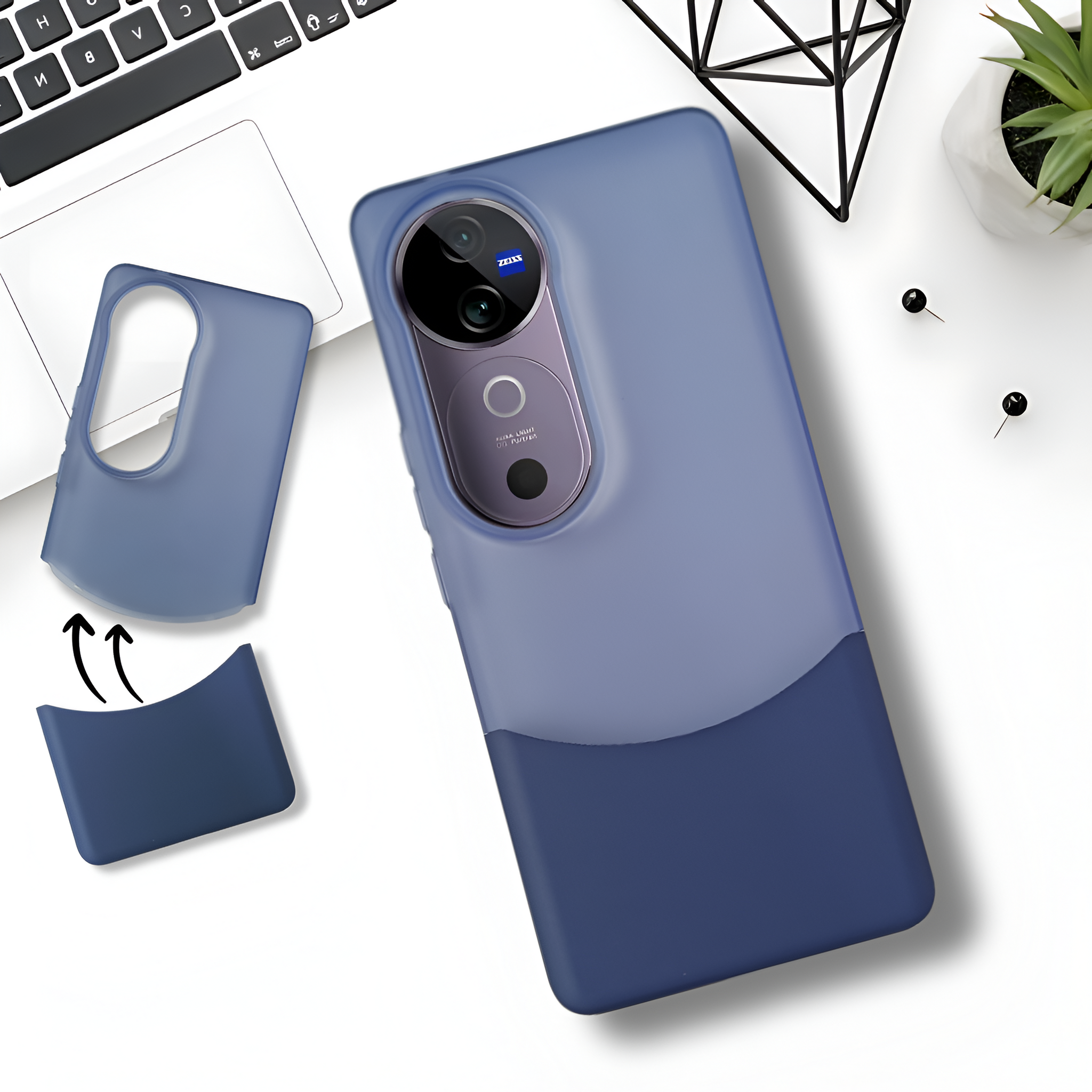 Blue Detach Matte Case for Vivo V40