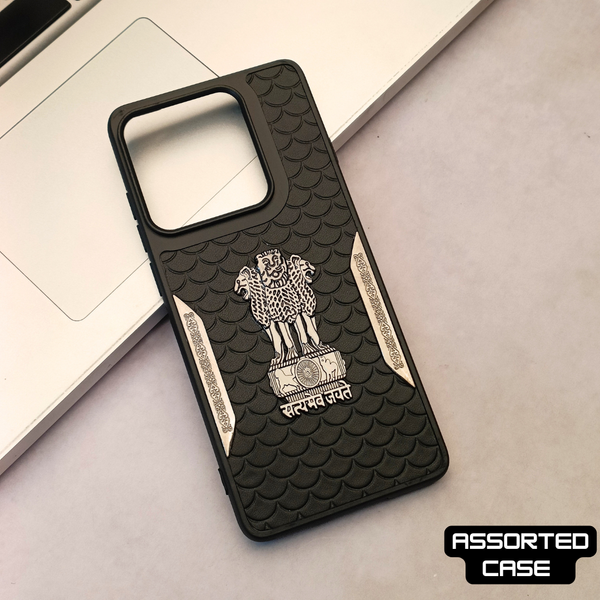 Black Satyameva Jayate embossed Leather Case for Motorola Edge 50 Pro