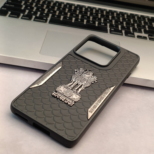 Black Satyameva Jayate embossed Leather Case for Motorola Edge 50 Pro