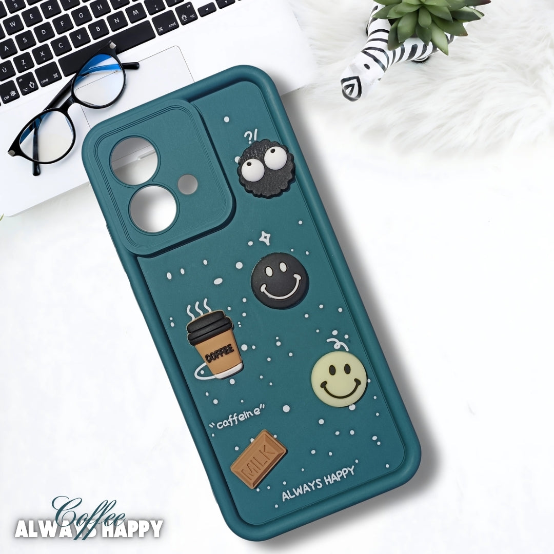 Green COFFEE (ALWAYS HAPPY) Silicone case for Motorola Edge 40 Neo