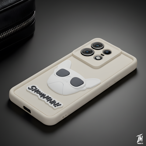 Cream SHOUNENN BULLDOG Silicone case for Motorola Edge 50 Pro