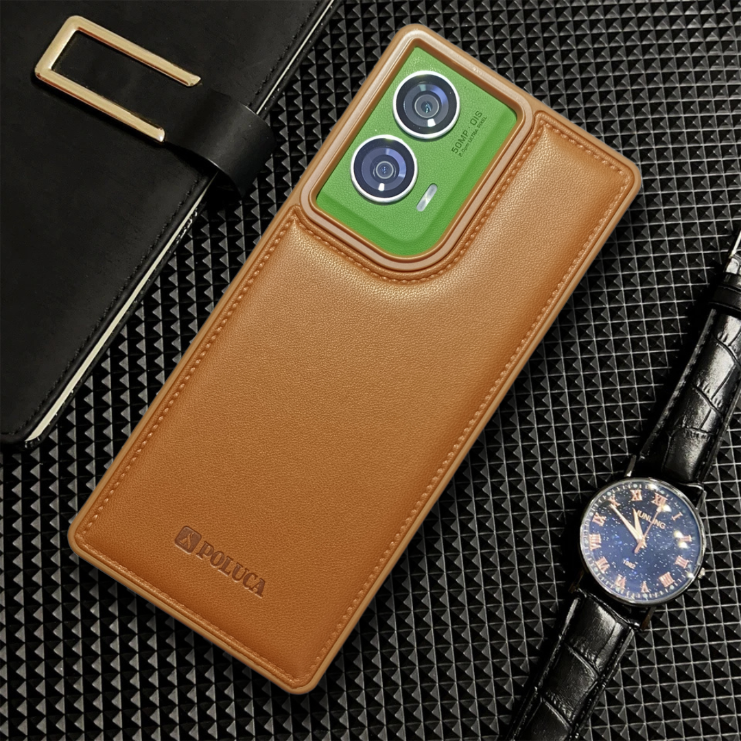 Prime Leather Brown Leather Case for Motorola Edge 50 Fusion