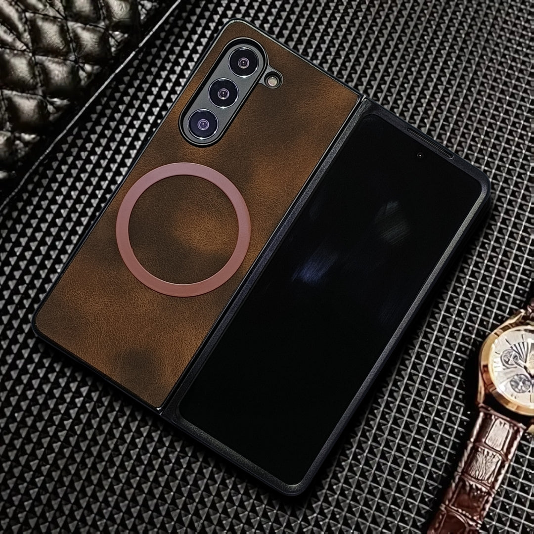 Brown Magsafe Leather  Case for Samsung Galaxy Z FOLD 6