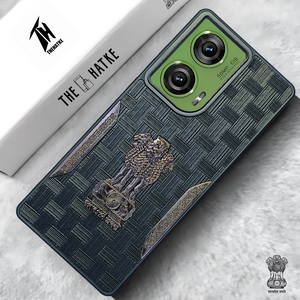 Black (Design 2) Satyameva Jayate embossed Leather Case for Motorola Edge 50 Fusion