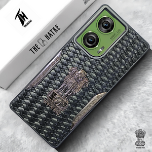 Black (Design 4) Satyameva Jayate embossed Leather Case for Motorola Edge 50 Fusion
