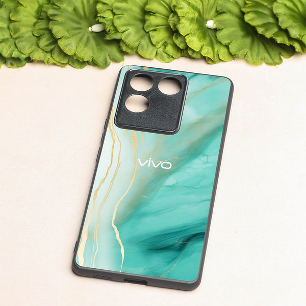 Green Luxe Marble metal back case for Vivo T2 Pro